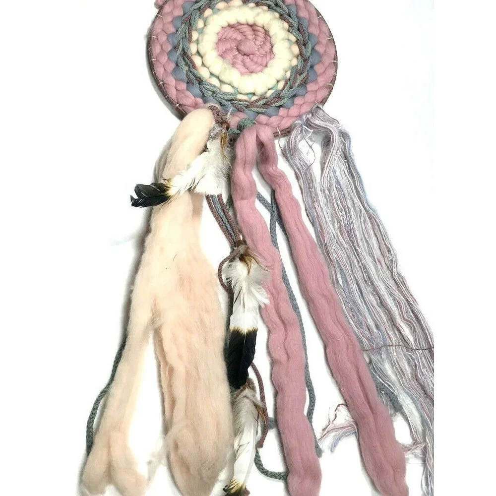 Vintage 60s Wind Catcher Decor Door Native American Indian Spiritual HandMade